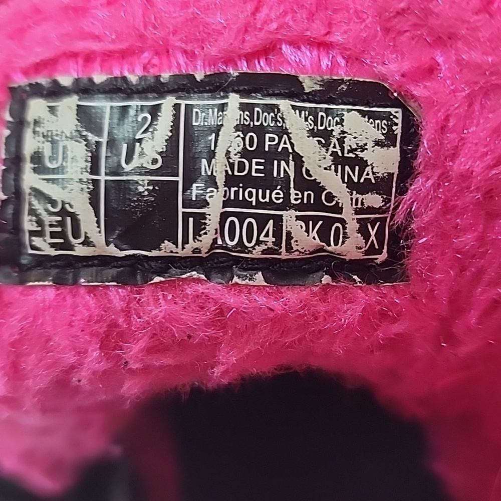DR. MARTENS 1460 Pascal J Tinsel Fur Boots Kid's Size 2 Clash Pink - Picture 9 of 9
